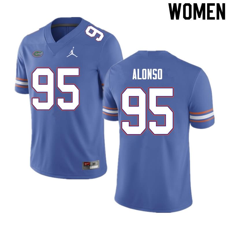 NCAA Florida Gators Lucas Alonso Women's #95 Nike Blue Stitched Authentic College Football Jersey TCJ8264VY